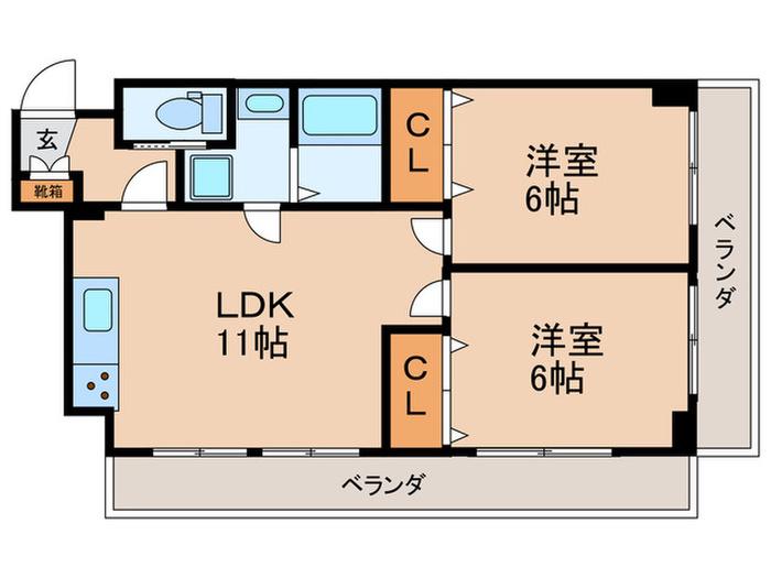 ホワイトパーク(2LDK/3階)の間取り写真