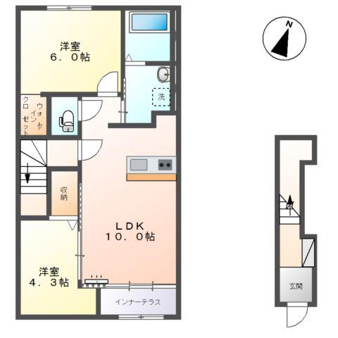 サラスリーノ(2LDK/2階)の間取り写真