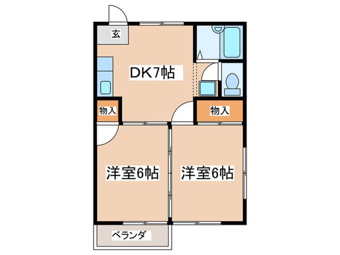 パ-クヒルズ(2DK/2階)の間取り写真