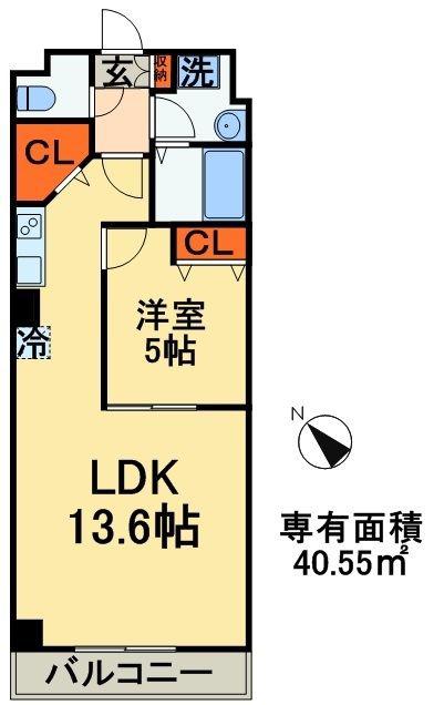稲毛海岸レジデンス(1LDK/3階)の間取り写真