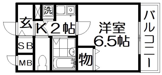 ブライティミル(1K/3階)の間取り写真