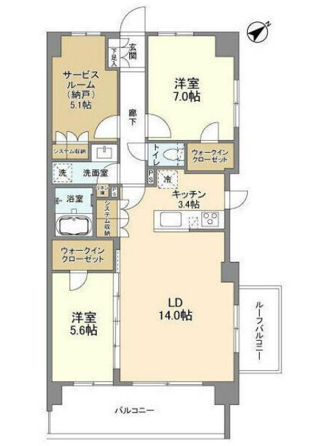 ARK CITY船堀(2SLDK/6階)の間取り写真
