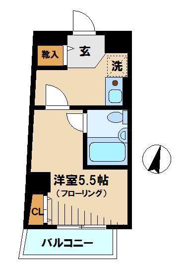オーベル上馬B棟(1K/4階)の間取り写真