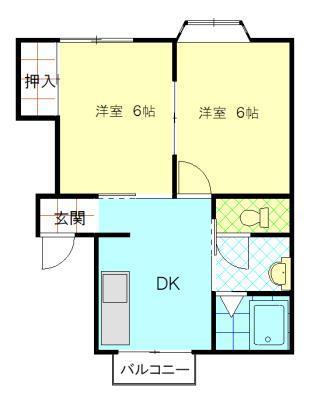 パスカルコート(2DK/2階)の間取り写真