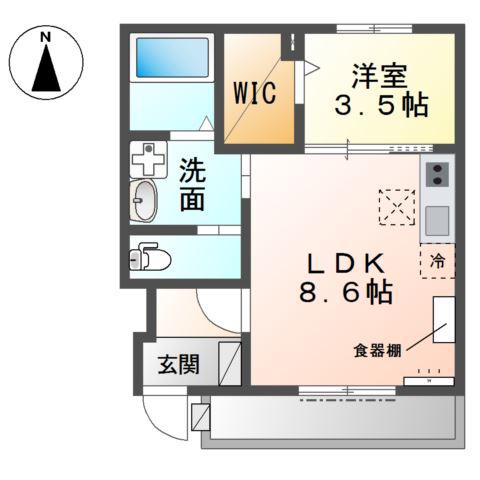 JEWEL KEY(1LDK/1階)の間取り写真