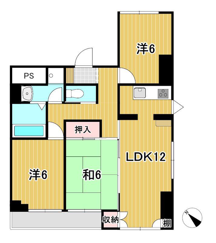 リバ・オール(3LDK/4階)の間取り写真
