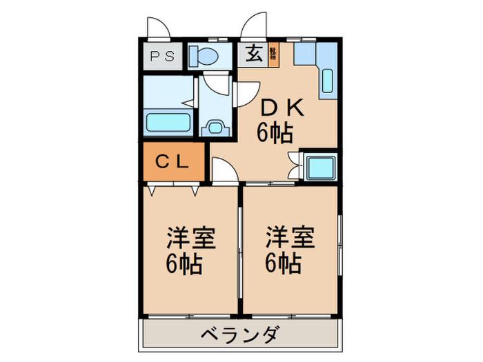 リリーハイツ丸山(2DK/3階)の間取り写真