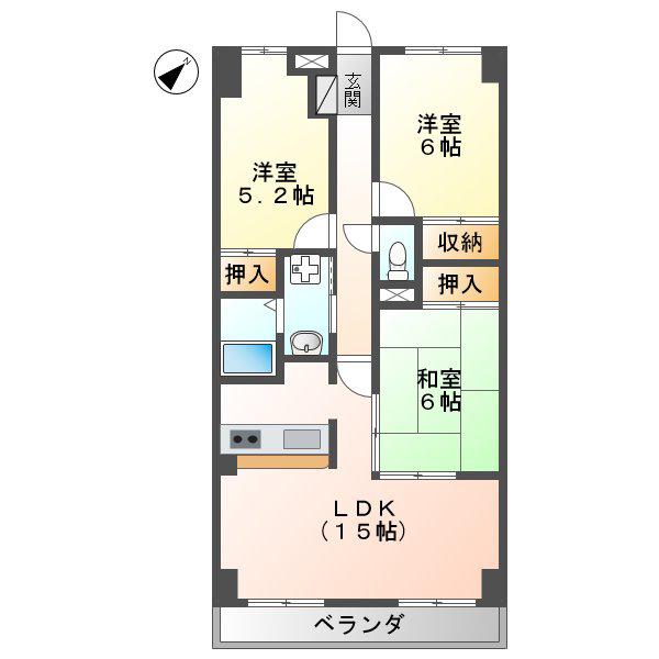 日本泉ビル(3LDK/10階)の間取り写真