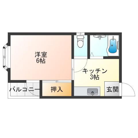 レガーロ北津守(1K/3階)の間取り写真