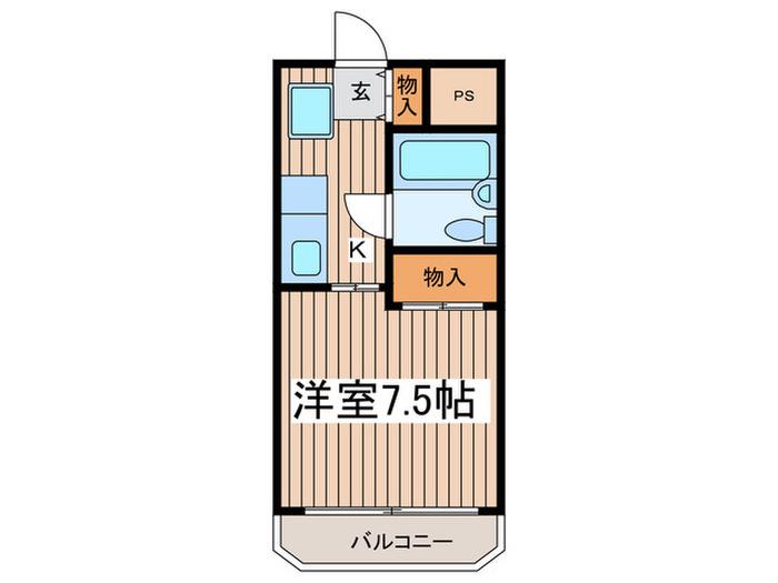 宮地ハイツ(1K/4階)の間取り写真
