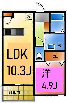 メゾン ドゥ レーヴI(1LDK/3階)の間取り写真