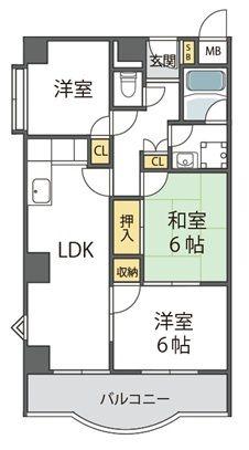 フィアテル岸和田(3LDK/5階)の間取り写真