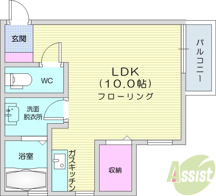 サンシティ山手町(ワンルーム/3階)の間取り写真