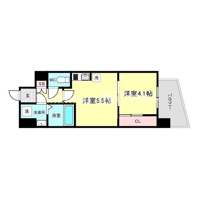 セレニテ難波ミラク参番館(1DK/8階)の間取り写真