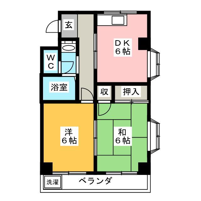 パーサス松坂(2DK/1階)の間取り写真