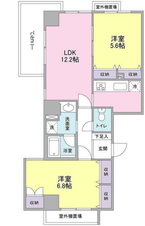 グランドゥール広尾(2LDK/2階)の間取り写真