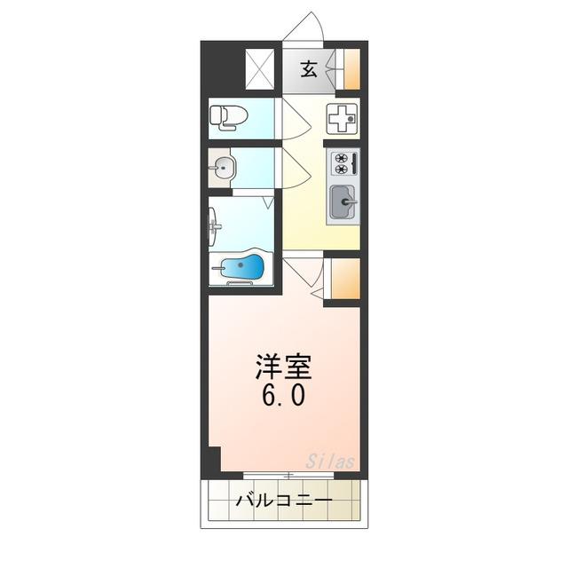 スプランディッド天王寺パークサイド(1K/4階)の間取り写真