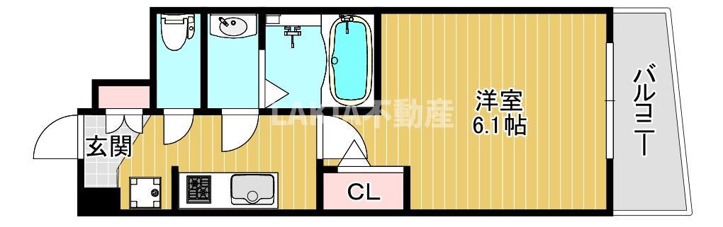 ALIVIS放出(1K/9階)の間取り写真