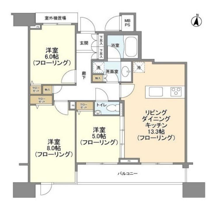 HF白金高輪レジデンス(3LDK/6階)の間取り写真