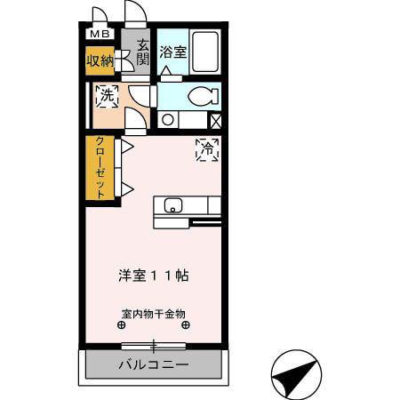 セーリング V A(ワンルーム/2階)の間取り写真