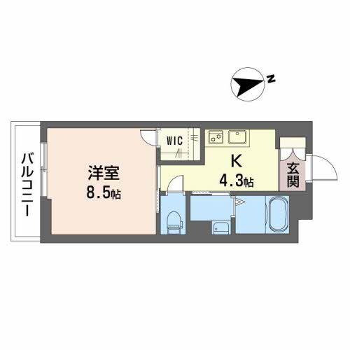 シャーメゾン オーク八戸ノ里(1K/2階)の間取り写真
