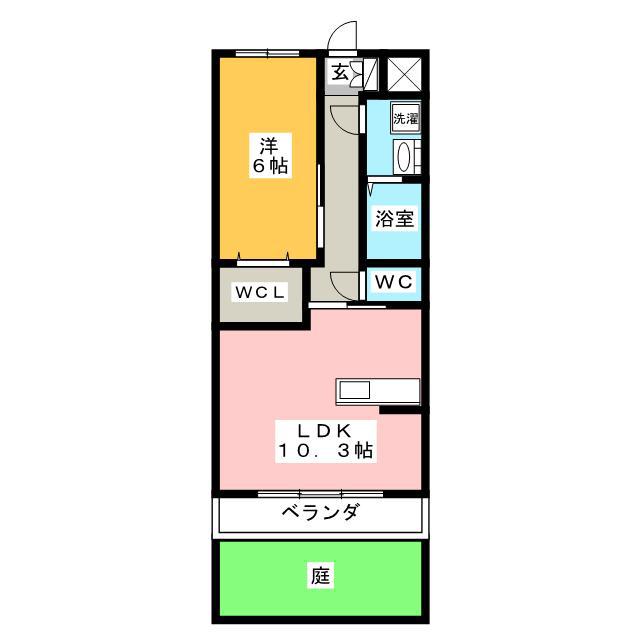 メゾンブローニュ伊勢(1LDK/1階)の間取り写真