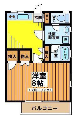 シャトル浜田山II(1K/2階)の間取り写真