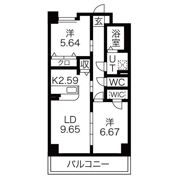 S-FORT 鶴舞 REALE(2LDK/5階)の間取り写真