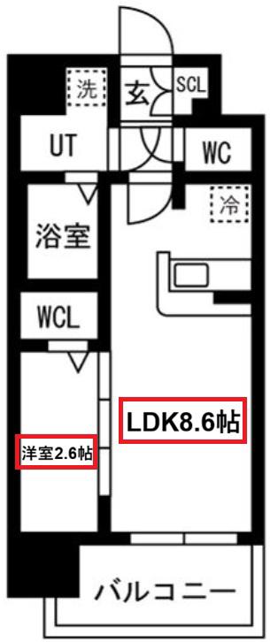 ファステート東大阪アダマス(1LDK/12階)の間取り写真
