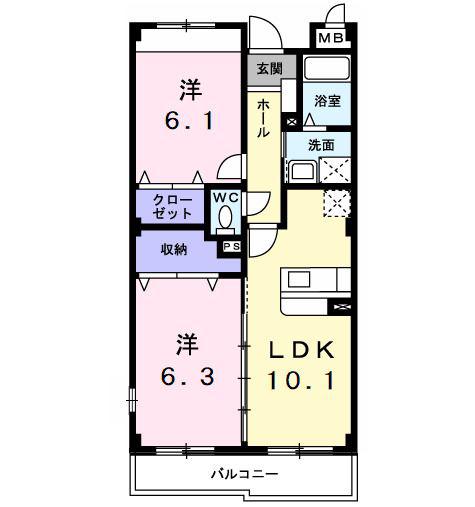 ファーチャ・イターナルD(2LDK/2階)の間取り写真