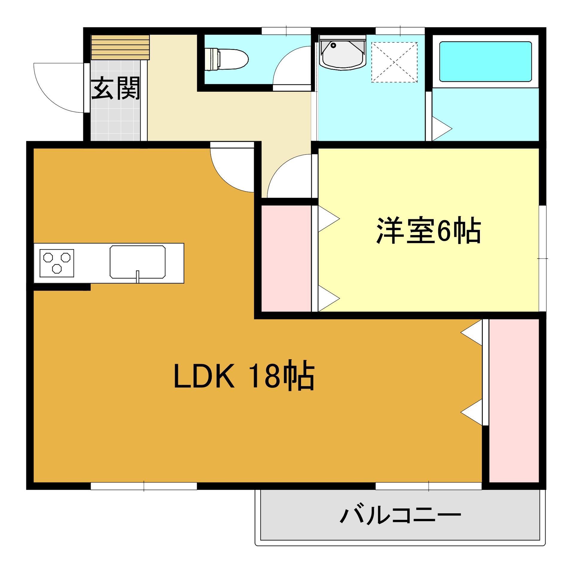 モアコンフォート A(1LDK/2階)の間取り写真