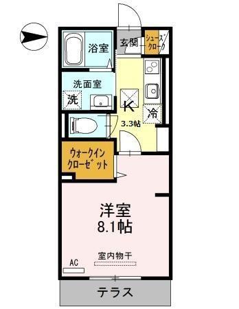 LAMAISONDECERISIER(1K/1階)の間取り写真