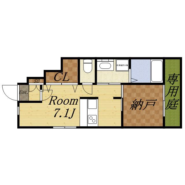 ONLYONE宝塚山本I(1SK/1階)の間取り写真