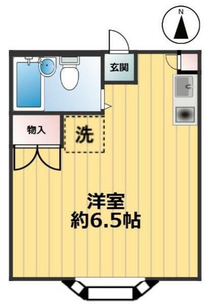 京王相模原線 南大沢駅 徒歩15分 2階建 築35年(ワンルーム/2階)の間取り写真