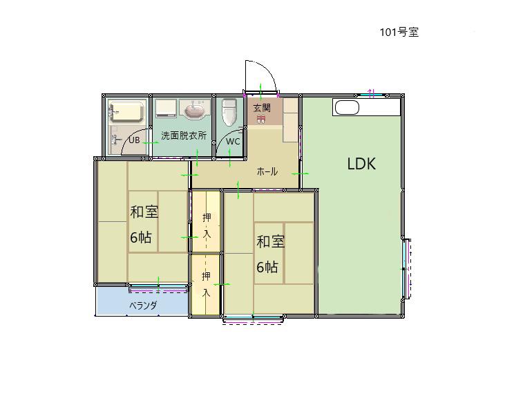 ザ レジェンド II(2LDK/1階)の間取り写真
