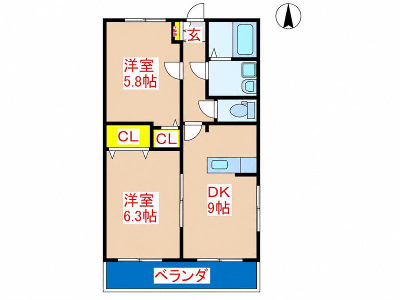 第二タクトマンション(2DK/2階)の間取り写真