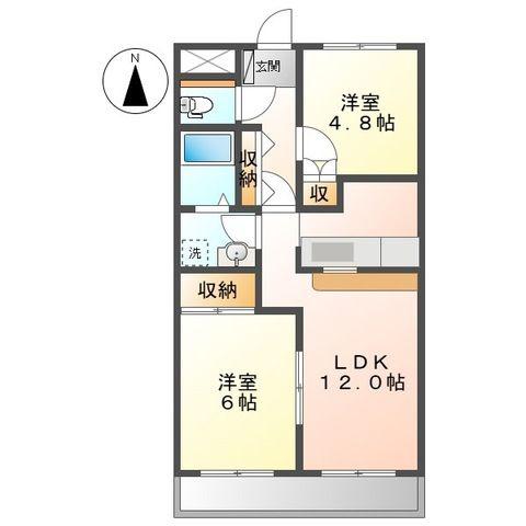 コンフォース東中島(2LDK/2階)の間取り写真