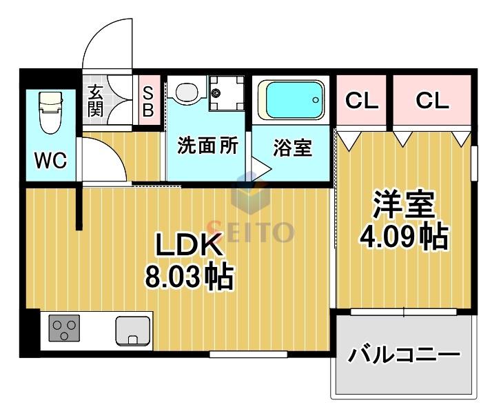 JOYFUL・HOUSE 豊中(1LDK/1階)の間取り写真