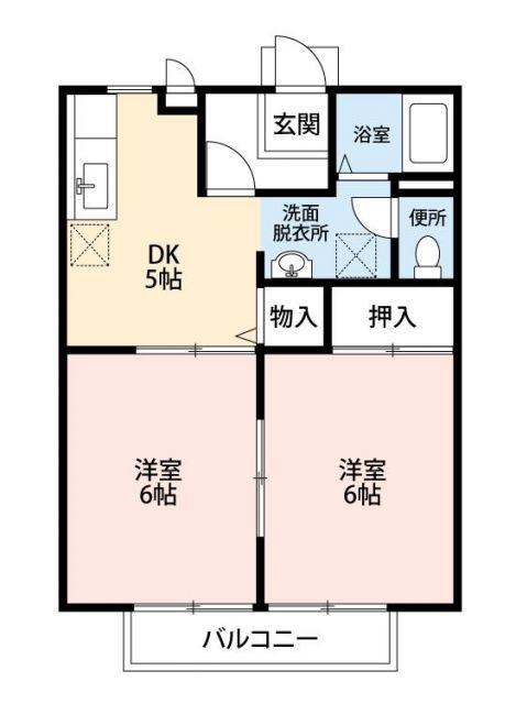 グリーンみやび(2DK/2階)の間取り写真