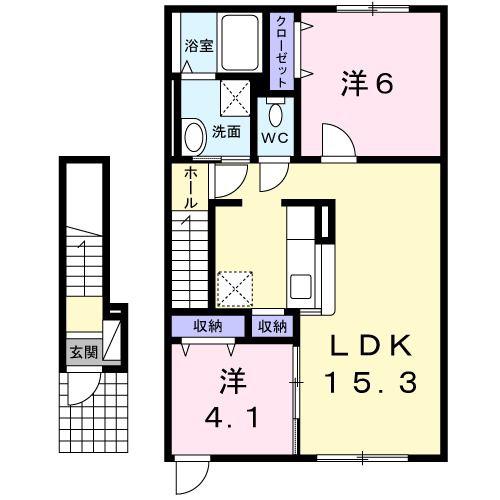 レインボーハイツモア(2LDK/2階)の間取り写真