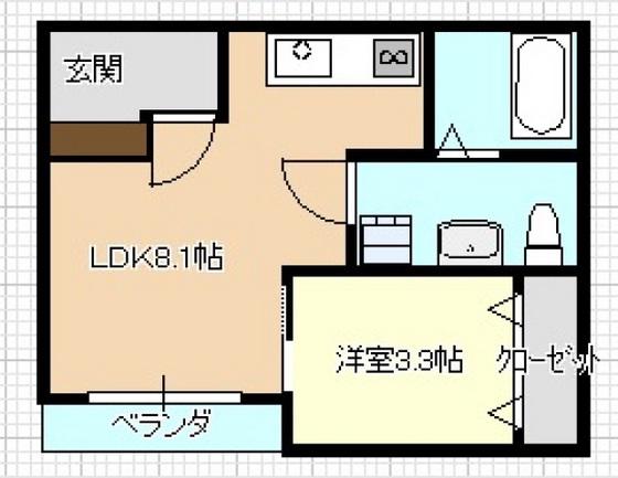 WISTERIAII(1LDK/3階)の間取り写真