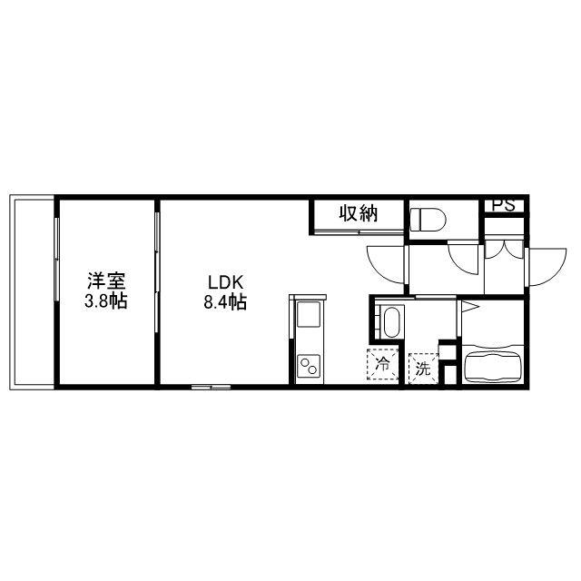 月光道三町(1LDK/3階)の間取り写真