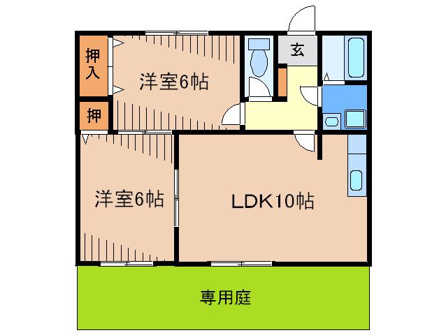 メロディハイツ三苫(2LDK/2階)の間取り写真