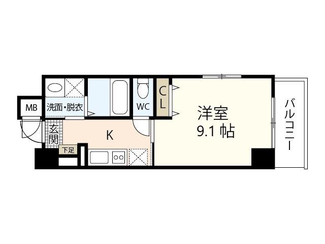 S-RESIDENCE宇品5丁目I(1K/11階)の間取り写真