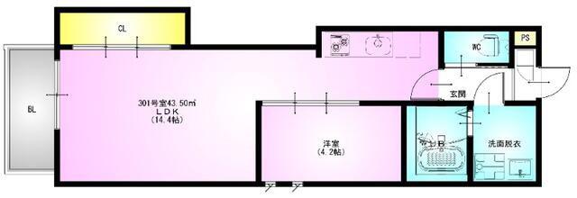 REGALEST 上本郷(1LDK/3階)の間取り写真