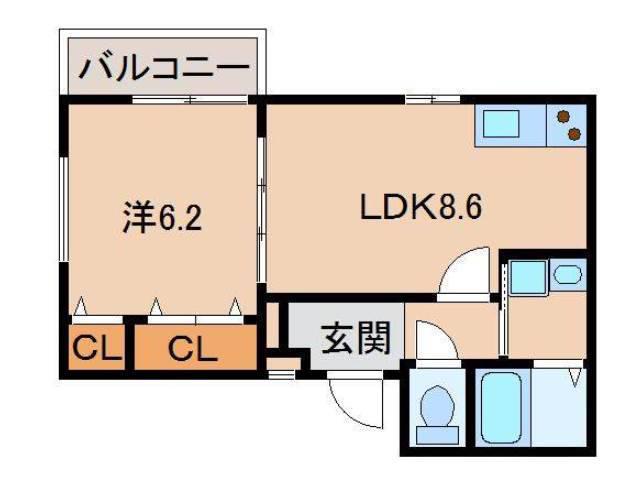 フジパレス和歌山駅南III番館(1LDK/2階)の間取り写真