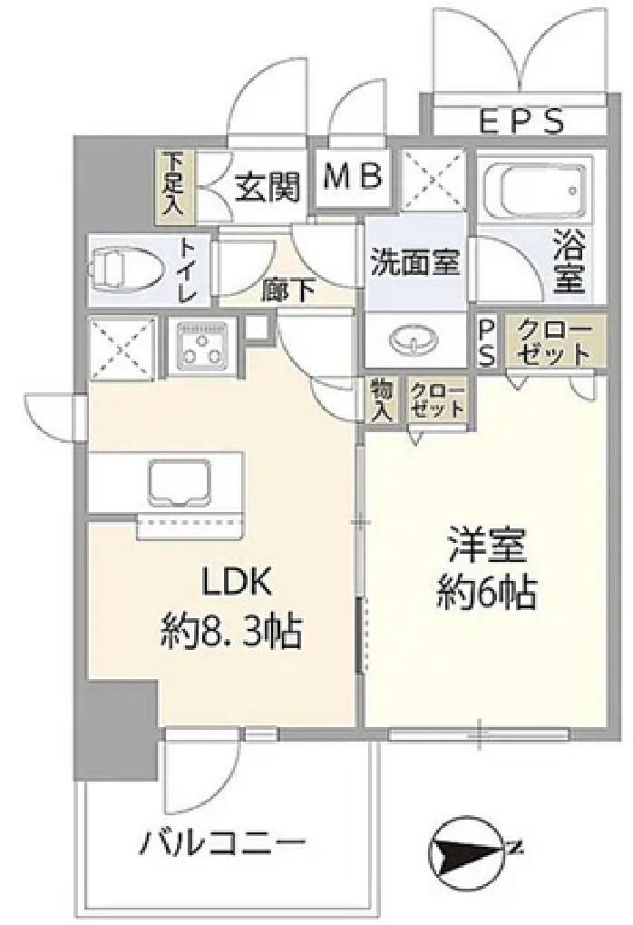 デュオスカーラ御徒町(1DK/5階)の間取り写真