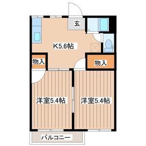 ポットハウスいずみ(2K/2階)の間取り写真