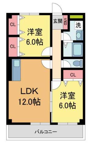 アーバンステージ(2LDK/1階)の間取り写真