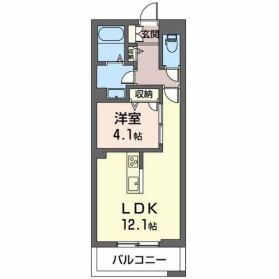 西浜田レジデンス(1LDK/2階)の間取り写真